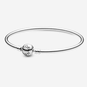 Pandora Sterling Silver Bangle Bracelet- Authentic So Nice 💍 Round Clasp 7.1 in